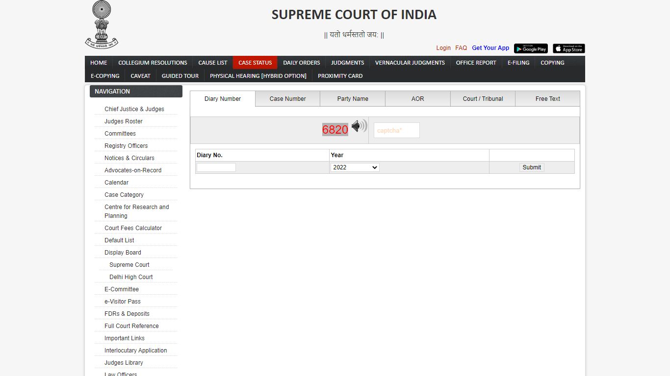 Case Status | SUPREME COURT OF INDIA